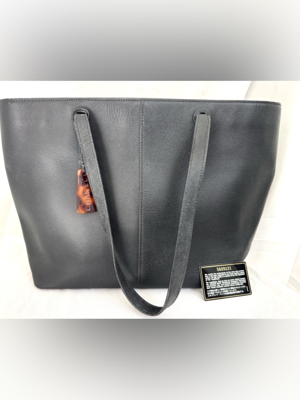 CHANEL Vintage Black Textured Saffiano-style Leather Tote Shopper Bag Italy - Picture 16 of 16